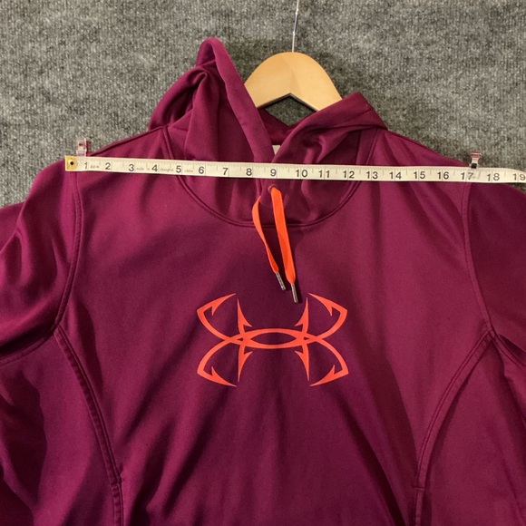 Under Armour Women's Burgundy Hoodie with Orange Emblem - Picture 6 of 8